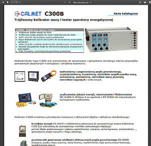 C300B Kalibrator Mocy - karta katalogowa