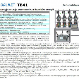TB41 - Czteropozycyjna stacja wzorcownicza liczników energii - karta katalogowa