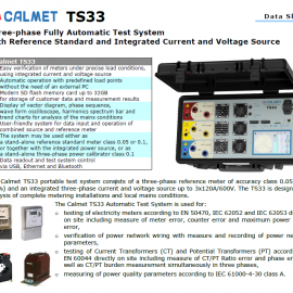 TS33 - Three-phase Fully Automatic Test System with Reference Standard and Integrated Current and Voltage Source - data sheet